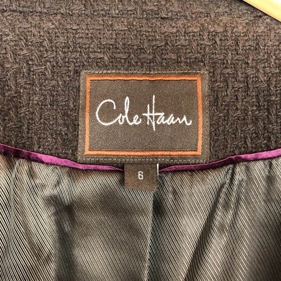 Cole Haan | Wool Blend Leather Trimmed Peacoat - Picture 9 of 10